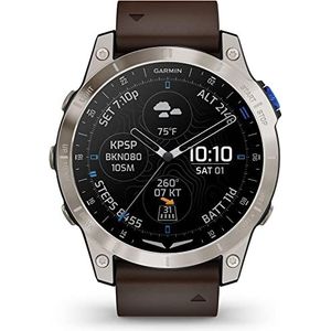Garmin D2™ Mach 1 Aviator Smart horloge met bruine leren band Oxford referentienummer 010-02582-55, Zilver en zwart., Strepen