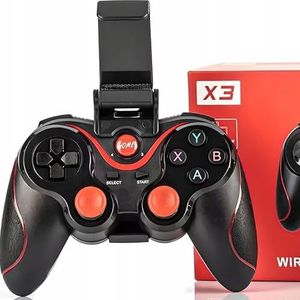 Retoo Draadloze gamepad met mobiele telefoonclip met 400mAh-batterij en 10m bereik, draadloze Bluetooth-smartphonecontroller voor PS, Xbox, Android, Windows, smartphone, tablet, pc, telefoonhouder