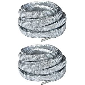 elastische schoenveters Sparkly glanzende schoenveter, gepersonaliseerde schoenveters for casual sneakers canvas schoenen, vervangingen for atletische sport for heren dames, 2 paar. (Color : Silver,