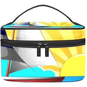 Zeil en strand make-up organizer tas, reismake-up tas organizer case draagbare cosmetische tas voor vrouwen en meisjes toiletartikelen, Meerkleurig, 22.5x15x13.8cm/8.9x5.9x5.4in