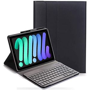 YHFZR Toetsenbordhoes voor iPad mini 6 2021 - (QWERTY-Indeling) Ultradunne Flip met Verwijderbare Draadloze Toetsenbordstandaard Case voor iPad mini 6 2021, Zwart