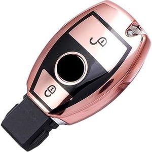 Sleutelbehuizing Autosleutel Case Cover Shell Fob TPU Sleutelhanger Voor A C E S G Klasse GLA CLA GLK GLC CLS W204 W463 W176 W251 W205 AMG Autosleutelhoesje(2 button pink cover)