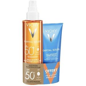 Vichy Capital Soleil Invisible Cellular Protection Oil SPF50 200 ml + Kalmerende After Sun Melk 100 ml