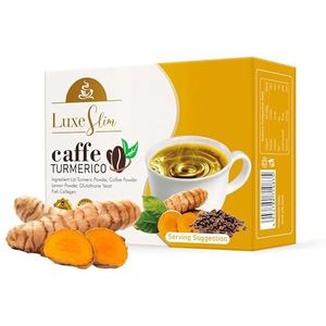 Kurkuma Koffiemengsel met Citroenpoeder - Dagelijkse Immuunondersteuning & Huidglans Verbetering, Antioxidant-Rijke Drank voor Welzijn, 10 Zakjes per Doos(1pack)