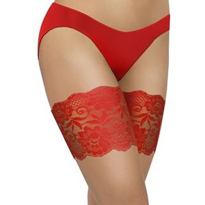sesto senso Dijbeenbanden kant sexy elastische anti-wrijving met 4 siliconen strips, rood, S