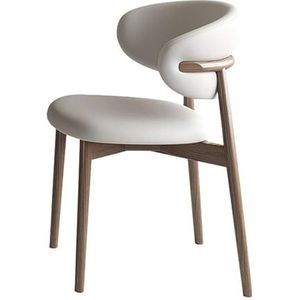 Meal Chairs Eetkamerstoelen Gestoffeerde Mid-Back Keukenstoelen met Massief Houten Frame, Moderne Armless Zijstoelen for Eetkamer, 1 STUKS, Gebroken wit