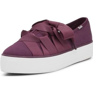 Keds Point Slip on Sneakers voor dames, bordeauxrood linnen ballet, 39,5 EU, Bourgondië linnen ballet, 39.5 EU