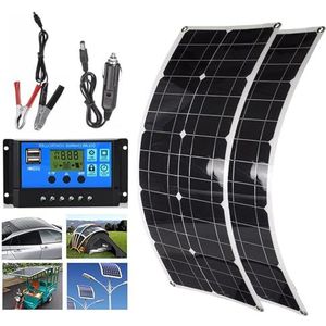 100W/200W/300W/400W/500W/600W Flexibel Zonnepaneel - 60A Controller + Dubbele Usb, Monokristallijne Zonnepanelen Voor Thuis, Buiten, Auto, Caravan, Boot,2Pcs