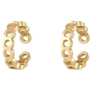 ZIMNO Dames Exquisite Rvs Hollow Ring Design Kleine Gouden Clip Oorbellen Vergulde Dames Oorklem Oorbellen en studs