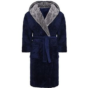 i-Smalls Herenochtendjas, superzachte fleece kamerjas met capuchon, met riem, S tot 6XL, marineblauw, M