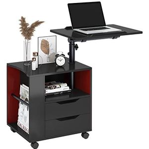 SogesHome Besteltafel nachtkastje in hoogte verstelbaar slaapkamermeubel commode met lade opbergkast met draaibare plank afsluitbare universele wielen