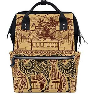 Jeansame Mummy Rugzak School Tas Laptop Reizen Tassen Casual Tas Dagtas voor Kids Jongens Meisjes Vrouwen Mannen Vintage Etnische Boheemse Vrouwen Lotus Camel