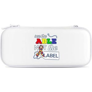 See The Able Not The Label Autism Awareness Compatibel met Switch Carry Case Harde Mode Travel Cover Tas Pouch met 15 Game Accessoires Wit-Stijl