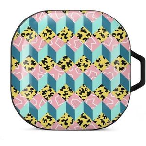 Tijgerblauw gestreept hoesje met oordopjes compatibel met Samsung hard shell beschermhoes zwart-stijl