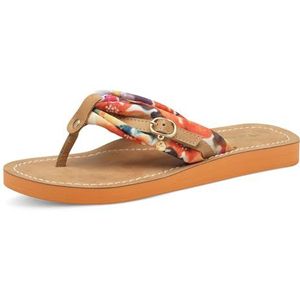 Tamaris Damessandalen, stof, teenslippers met gesp 1-27109-42, Oranje Kam, 41 EU