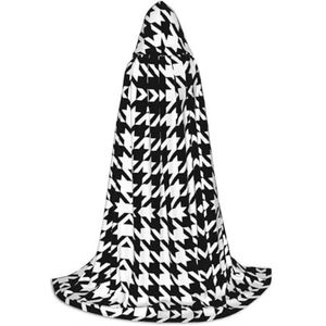 OKFSTY Pied-de-poule zwarte bedrukte cape met capuchon voor tieners, Halloween cape met capuchon voor tieners, geschikt voor themafeesten, Comic Con