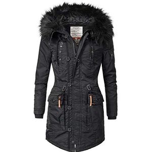 khujo YM-Halle Damesmantel, winterparka, veganistisch geproduceerd, 7 kleuren, XS-XXL, Black018., M