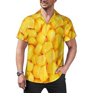 Sweet Corn Casual Overhemden met knopen voor heren, korte mouwen, Cubaanse kraag, T-shirts, tops, Hawaiiaans T-shirt, S
