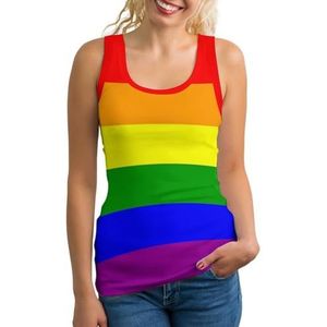 Regenboog LGBT Pride Flag dames tank top mouwloos T-shirt pullover vest atletische basic shirts zomer bedrukt