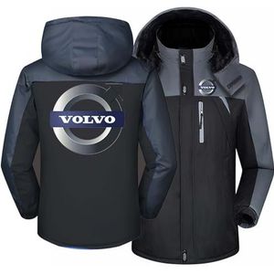 Heren Hoodie Jacket, herfst en winter buitensporten, Volvo afdrukken dikke warme Casual Ski Top, berg waterdichte jas, kerstcadeau-Black||XXL