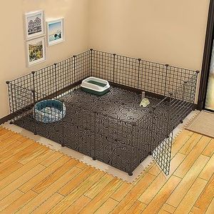 Pet's Home, kleine dieren behuizing kattenkooien hondenkrat binnen/buiten DIY metalen huisdier hek, voor puppy konijn kitten hamster cavia schildpad egel (144 x 144 x 46 cm)