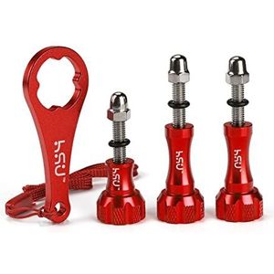HSU 3pcs Aluminum ThumbScrew Set + Wrench for GoPro Hero 13/12/11/10/ 9/8/7/6/5/4/3+/3/GoPro Max (Red)