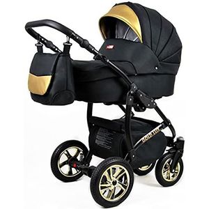Lux4Kids Kinderwagen Kinderwagen 3in1 Autostoel Autostoel Babyzitje Sportstoel Isofix Golden Glow Black Onyx 2in1 Zonder autostoel