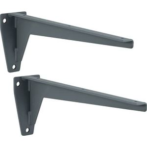 Gedotec legbordbeugel metalen hoekbeugel - MIRA | diepte 380 mm | staalgrijs | draagvermogen zware lasten 150 kg | 2 stuks - metalen hoekbeugel voor zware lasten & legborden