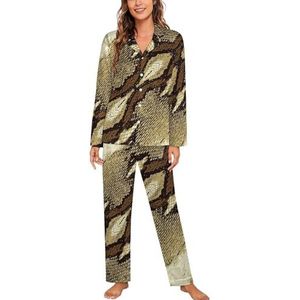 Snake Skin Streep Patroon Lange Mouw Pyjama Sets Voor Vrouwen Klassieke Nachtkleding Nachtkleding Zachte Pjs Lounge Sets