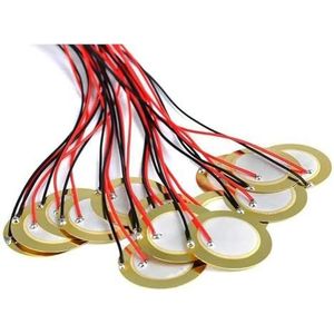 15 PCs Piezo Pickup 27mm Piezo Versterkers Schijven Met 13 ""Leads Contact Microfoon Trigger Geluidssensor