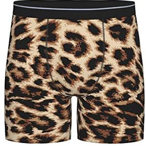 614 - Heren Lange Been Boxershort - Grappige Luipaard Dierenprint - Sneldrogend - Elastische Tailleband