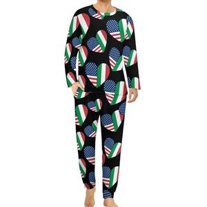 Love Being Italiaans-Amerikaanse pyjamaset voor heren, loungewear met lange mouwen, bovendeel en onderbroek, 2-delige nachtkleding