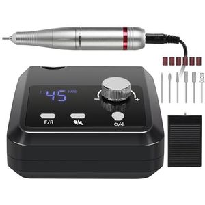 45000RPM elektrische nagelboormachine for nagels, vijl, HD-scherm, metalen manicurepen, professionele nagelschuurmachine(Black Set,US)