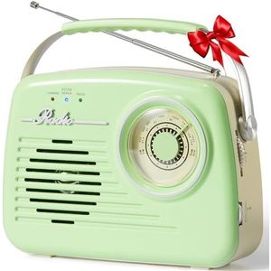Bingxue P350 Weerradio FM/AM-ontvanger, USB/SD-kaart Bluetooth-luidspreker met handmatige afstemming, draagbare speler voor verjaardag/buiten/vissen/yoga/feest/kamperen (groen)