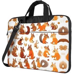 Rode en witte polka dots ultradunne laptoptas, laptoptassen voor bedrijven, geniet van een probleemloze en stijlvolle reis, Leuke eekhoorns, 15.6 inch