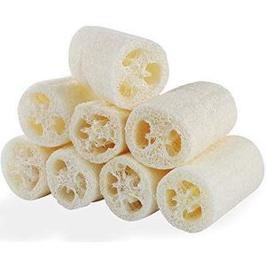 Luffa-spons, 8 stuks, natuurlijke luffa-komkommerspons, 10 cm, biologisch afbreekbare luchtsponzen, perfect voor lichaamsverzorging, keuken, badkamer, scrubber en loofazeep