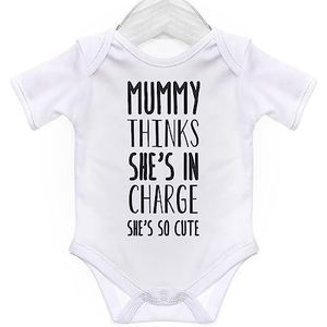 Mama denkt dat ze in Charge Korte mouw Bodysuit/Baby Grow voor Baby Jongen Of Meisje