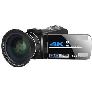 Videocamera, 4K Streaming Digitale Video Camera Webcam Camcorder for Fotografie Infrarood Nachtzicht Outdoor 56MP Vlog Recorder(128G SD Card,Generation 3)