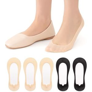 MANZI Onzichtbare No Show Sokken Vrouwen Ultra Low Cut Footsies Liner Sokken 5 Pack, Zwart*2+naakt*3, M