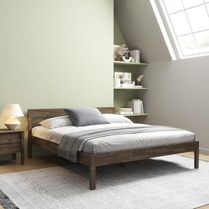 Bed 180x200 cm in wengé geolied hout - Triin Scandi Style hoogslaperframe met lattenbodem - Gelamineerd berkenhout - Natuurlijke kleur - Draagvermogen 350 kg