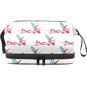 Dubbellaags Cosmetische Tas Valentijnsdag Draagbare Make-up Tas Reizen Organizer Pouch Voor Vrouwen Meisjes Toiletries Tassen, Meerkleurig, 27x15x14 cm/10.6x5.9x5.5 in, Make-up zakje