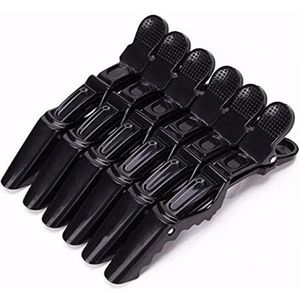 6 STKS Mat Zwart Kappers Klemmen Klauw Clip Kapsalon Plastic Krokodil Baret Holding Haar Sectie Clips Grip Tool 5 Kleur-zwart 6 STKS
