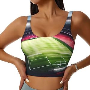 Stadion voetbal satdium veld licht nacht print comfortabel vrouwen sport vest yoga workout vest voor vrouwen lichtgewicht zomer, Zwart, S