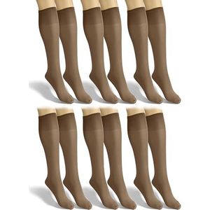 sesto senso 6 paar dameskousen, microvezel, mat, 40 denier, lang, kleurrijk, zijdeachtig, 6 paar - bruin - beige, Eén maat