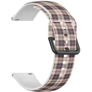 RYANUKA Compatibel met Amazfit GTS 4 / GTS 4 Mini/GTS 3 / GTS 2 / GTS 2e / GTS 2 mini/GTS (grijs roze paars kaki tartan geruite Schots) 20 mm zachte siliconen sportband armband band, Siliconen, Geen