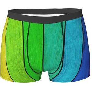 ZJYAGZX Regenboog gekleurde houten achtergrond print heren boxer slips - comfortabele ondergoed trunks, ademend vochtafvoerend, Zwart, XL