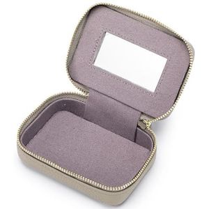 Aileder Lippenstift etui met spiegel lederen rits lippenstift houder doos kleine reizen make-up organizer cosmetische opslag kit voor vrouwen meisjes, Grijs, Elegant
