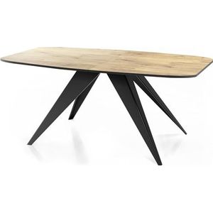 WFL GROUP Eettafel Foster in industriële stijl, rechthoekige tafel, uittrekbaar van 180 cm tot 220 cm, gepoedercoate zwarte metalen poten, 180 x 90 cm (eiken Lancelot, 180 x 90 cm)