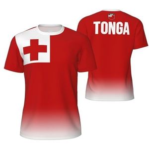 Sport Mesh T-Shirt Tonga Vlag voor Running Bike Voetbal Tennis Voetbal Fitness Tees 3D Gedrukt, Meerkleurig, S