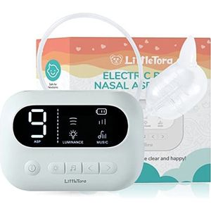 LittleTora Pro Neuszuiger voor baby's, ziekenhuiszuiging met geïntegreerde muziek en nachtlampje, slijmverwijderaar voor zuigelingen, baby's, peuters